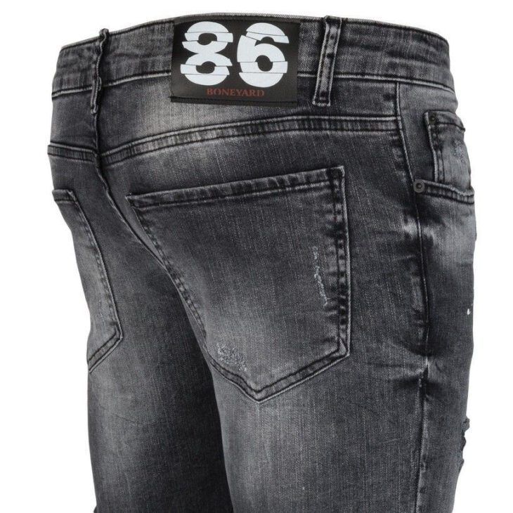 Jeansy czarne przecierane z ozdobnym suwakiem Art-5004