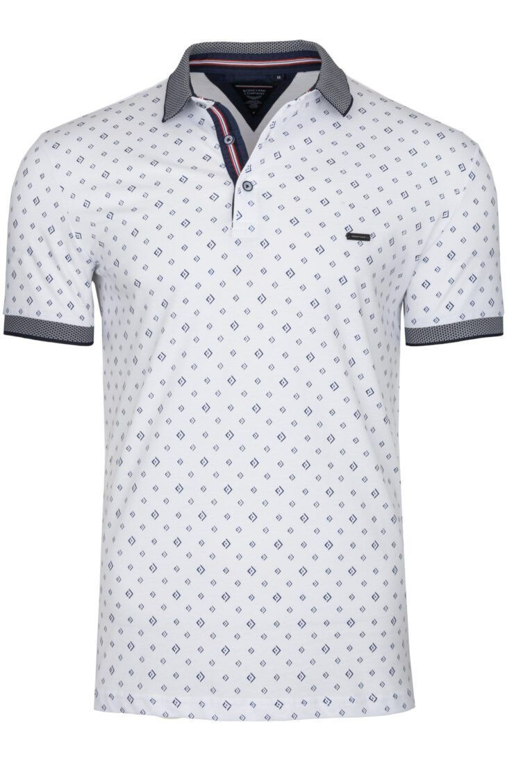 Koszulka Polo Carlo Modny Wzór Biała BY6022
