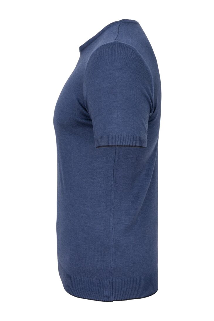 Sweter Gutti krótkie rękawy bawełna wiskoza indygo 39553-30