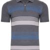 Koszulka polo Lagos wiskoza paski Szara 39658-40