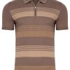 Koszulka polo Lagos wiskoza paski brązowa 39658-40