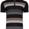 Koszulka polo Lagos wiskoza paski czarna 39658-40
