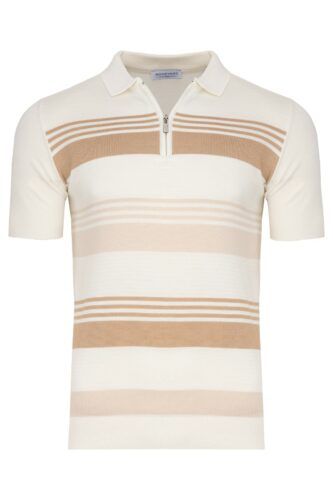 Koszulka polo Lagos wiskoza paski ecru39658-40