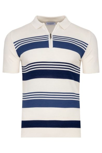 Koszulka polo Lagos wiskoza paski ecru39658-40