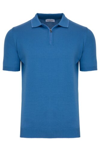 Koszulka polo Vitoria 100% bawełna suwak niebieski 20001-40