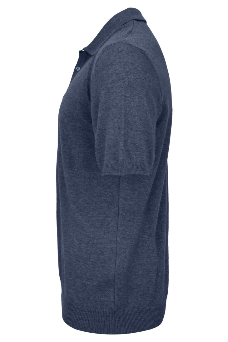 Sweter Monako krótki rękaw duży rozmiar bawełniany guziki ciemnoniebieski 1862-40