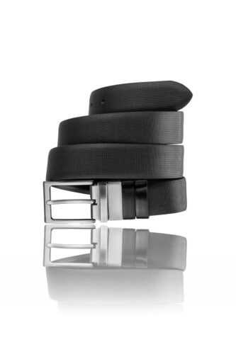 Pasek dwustronny skórzany obrotowa klamra Gorizy black Aniline black 1002