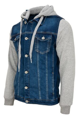 Helios Jacket kurtka jeansowa z kapturem niebieska BY-3477