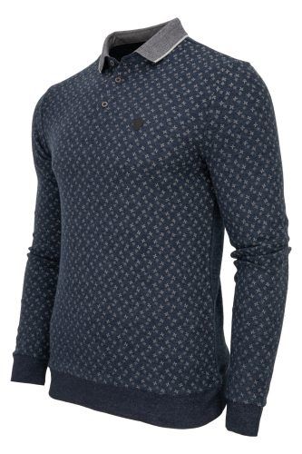 Bluza Polo Bawełniana Kołnierz Guziki granatowa BY-TS-10