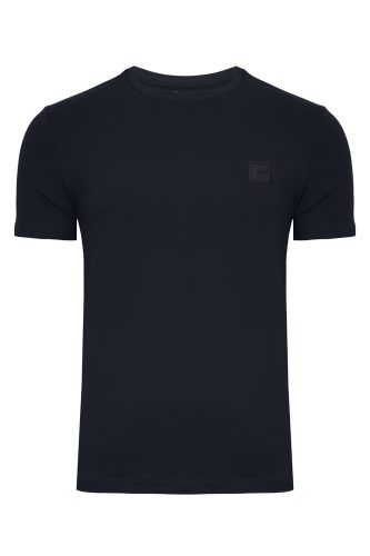 T-shirt Toni, klasyczna koszulka bez nadruków bawełniany T-shirt granatowy 2002