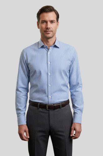 Koszula męska w paski Bernardo wygodna i elegancka niebieskie paski U03-456