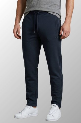 Spodnie dresowe Double Face Classic bez ściągaczy na modelu kolor granatowy front