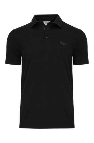 Koszulka polo męska Jersey bawełna z elastanem napy kolor czarny przód