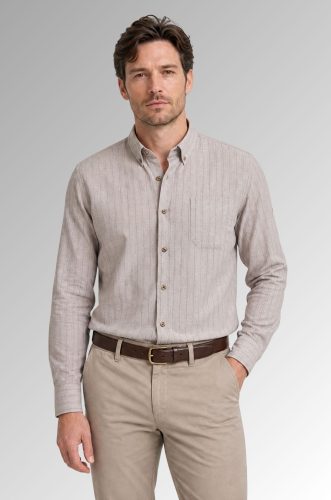 Koszula męska Atlantic Line, 100% bawełna Classic Fit kolor brązowy przód na modelu