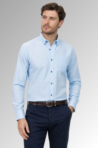 Koszula męska Atlantic Line, 100% bawełna Classic Fit kolor niebieski przód na modelu