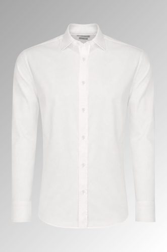 Koszula męska Oxford Weave Slim Fit biała, kołnierz klasyczny przód