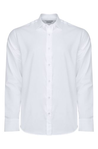 Koszula męska Twill gładka z elastanem premium, Classic Fit kolor biały przód
