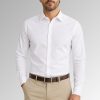 Koszula męska satynowa z bawełny Los Angeles 100% Classic Fit kolor biały na modelu przód