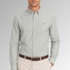 Koszula męska Oxford Weave w paski, bawełniana, Classic Fit kolor zielony przód na modelu