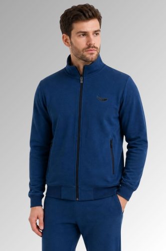 Bluza męska rozpinana Soho ze stójką kolor indygo przód na modelu