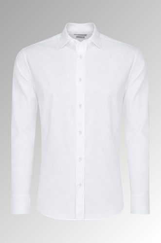 Koszula męska Los Angeles Slim Fit satynowa bawełna kolor biały przód