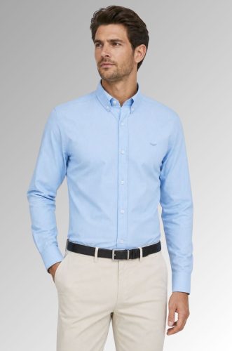 Koszula męska Sorrento z lekkiej bawełny premium, Classic Fit kolor niebieski przód na modelu