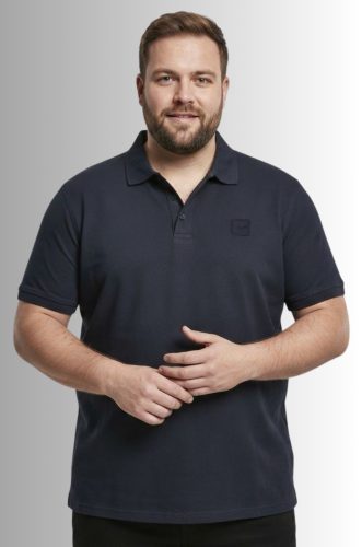 Koszulka polo duże rozmiary Saint Pons bawełna 100% kolor granatowy na modelu przód