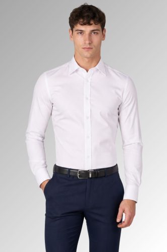 Koszula męska Ciro Slim Fit elastyczna kolor biały przód na modelu