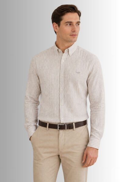 Koszula męska Linen Luxe w prążki button-down Comfort Fit