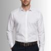 Koszula męska Raffael bawełniana w strukturalne prążki, Classic Fit na modelu front